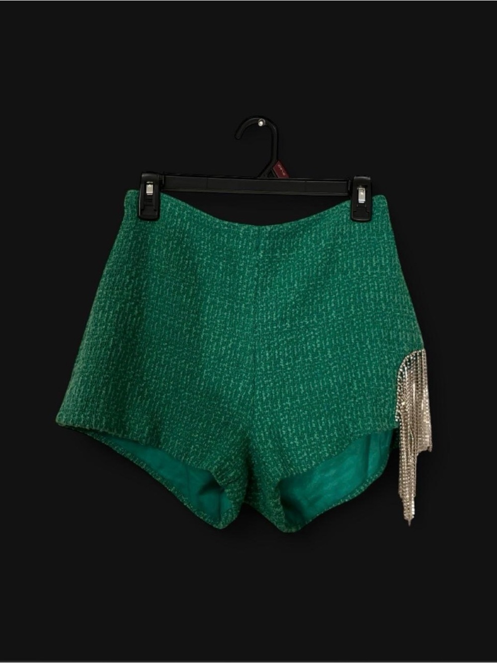 Better Be Green Festival Shorts Silver Fringe Y2K Boho Summer